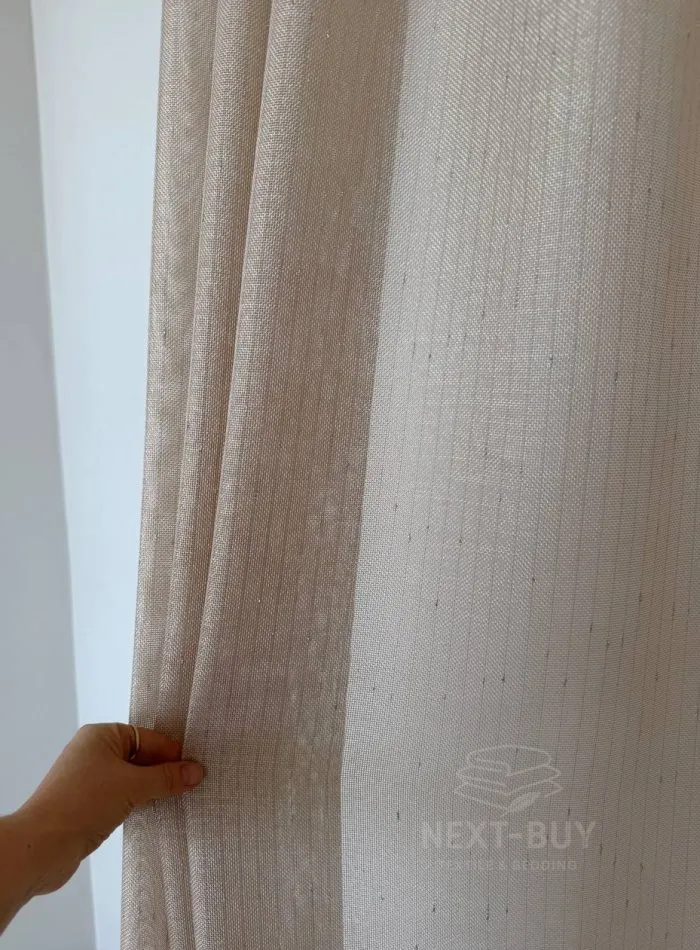 Тюль структурный Silver Linen Glow Beige бежевый лен с серебристой нитью, арт. 871 — изображение 15