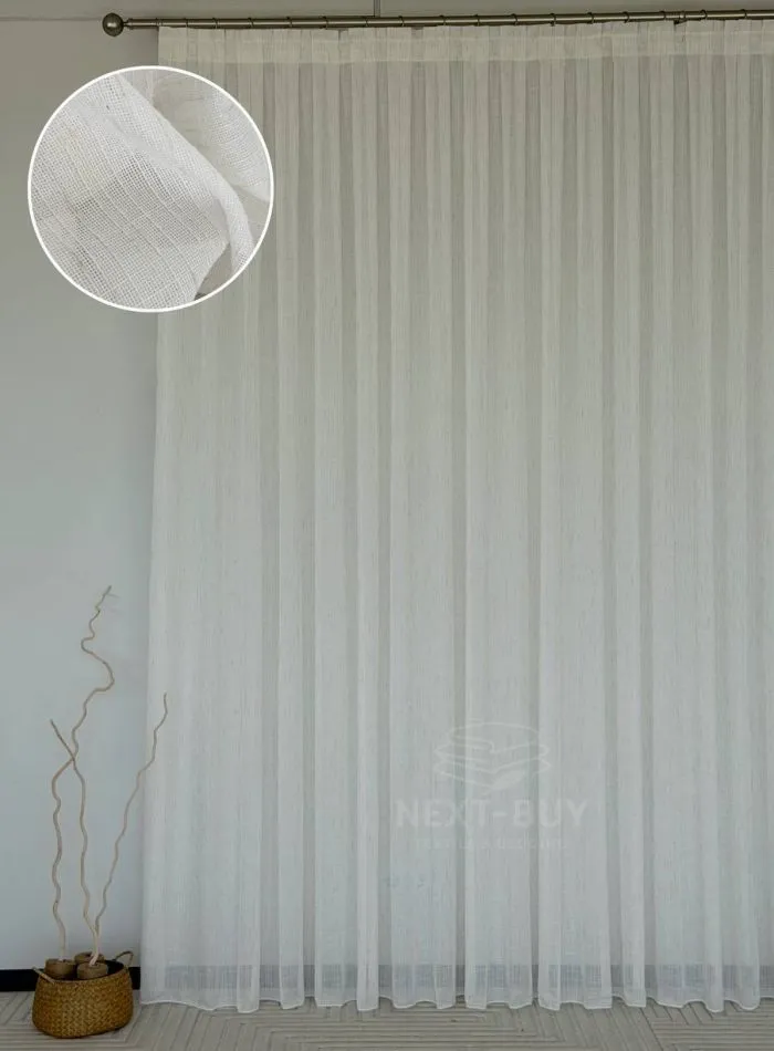 Тюль турецький структурний льон Natural Linen Lines, кремовий, арт. 874 - Зображення 3