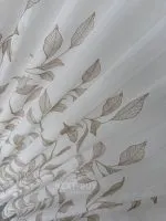 Тюль білий льон з вишивкою Mocha Leaf Whisper, біло-коричневий, Туреччина, арт. 868 - Зображення 17