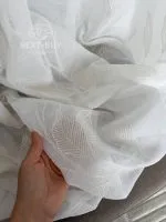 Турецький тюль-льон з вишивкою White Botanical Branch, білий, висота 3 м,  арт. 869 - Зображення 14