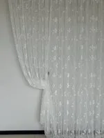 Тюль білий льон з 3D-вишивкою Velvet Crystal White Berries, , арт. 858 - Зображення 3