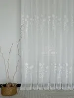 Тюль льон із квітковою вишивкою Snow-White Snowdrop, білий, висота 3 м, Туреччина, арт. 867 - Зображення 12