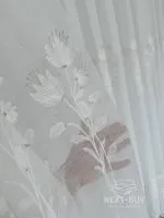 Тюль льон із квітковою вишивкою Snow-White Snowdrop, білий, висота 3 м, Туреччина, арт. 867 - Зображення 11