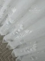 Тюль льон із квітковою вишивкою Snow-White Snowdrop, білий, висота 3 м, Туреччина, арт. 867 - Зображення 10