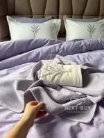 (Копія)(Копія)Постельное белье Istambul Sweet Dreams Lavender вареный хлопок с вышивкой евро комплект 200х220 — изображение 3