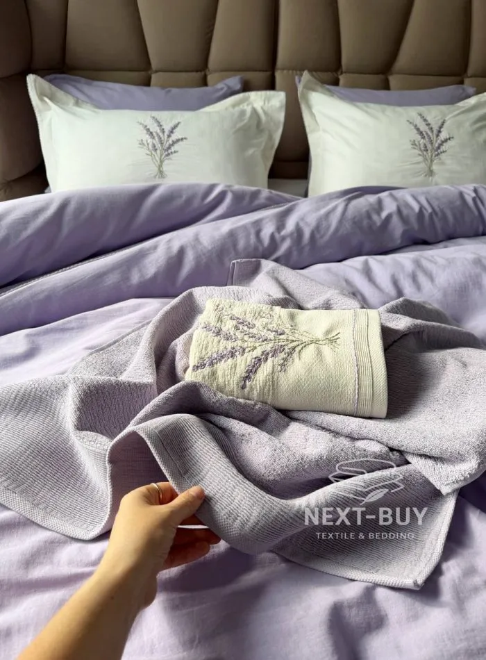 (Копія)(Копія)Постельное белье Istambul Sweet Dreams Lavender вареный хлопок с вышивкой евро комплект 200х220 — изображение 3
