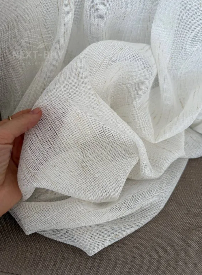 Тюль турецький структурний льон Natural Linen Lines, кремовий, арт. 874 - Зображення 4