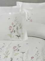 Постільна білизна Dantela Botanic Cream сатин з вишивкою євро комплект 200х220 - Зображення 2