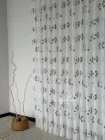 Тюль білий льон із 3D-вишивкою Silver Berry Branch, біло-сірий, арт. 857 - Зображення 4