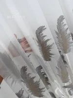 Турецький тюль креп-бамбук із вишивкою очерету Silver Feather Reed, білий, арт. 856 - Зображення 7