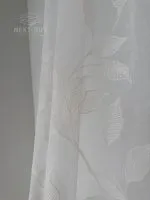 Турецький тюль-льон з вишивкою White Botanical Branch, білий, висота 3 м,  арт. 869 - Зображення 4