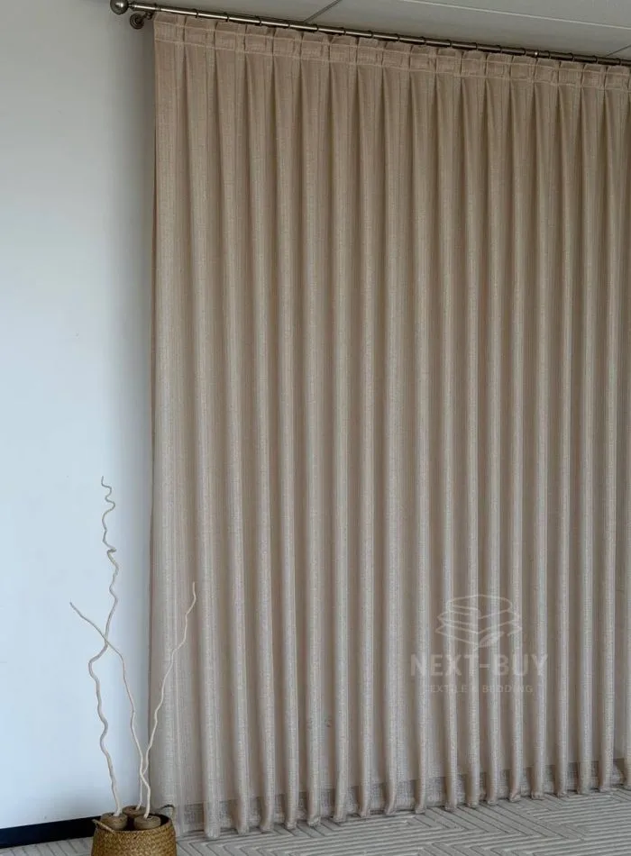 Тюль структурный Silver Linen Glow Beige бежевый лен с серебристой нитью, арт. 871 — изображение 6