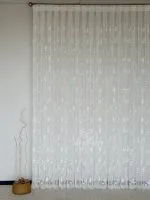 Тюль білий льон з 3D-вишивкою Velvet Crystal White Berries, , арт. 858 - Зображення 5