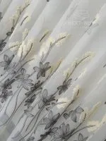 Турецкий тюль креп-бамбук с объемной 3D-вышивкой Ivory Graphite Meadow, арт. 862 — изображение 8