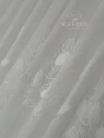Тюль турецький білий льон із 3D-вишивкою White Leaf Bloom, висота 3 м, арт. 864 - Зображення 11