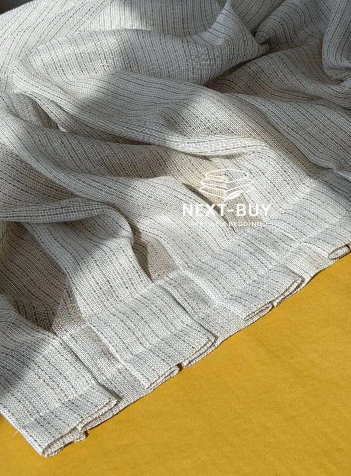 Турецький структурний тюль Urban Linen Stripe, кремовий / коричневий, арт. 873 - Зображення 10