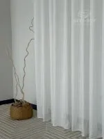 Турецький структурний тюль Urban Linen Stripe White, білий зі срібним блиском, арт. 876 - Зображення 10