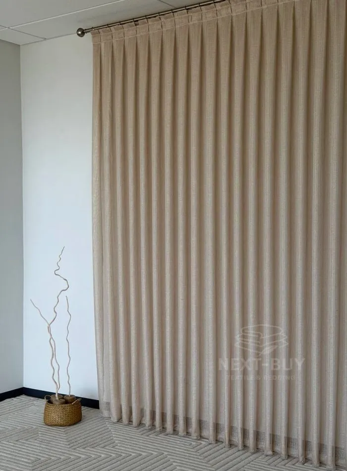 Тюль структурный Silver Linen Glow Beige бежевый лен с серебристой нитью, арт. 871 — изображение 4