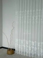 Сніжно-білий турецький тюль з 3D-вишивкою White Daisy Bloom, матовий креп-бамбук - Зображення 9
