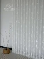 Тюль білий льон з 3D-вишивкою Velvet Crystal White Berries, , арт. 858 - Зображення 8