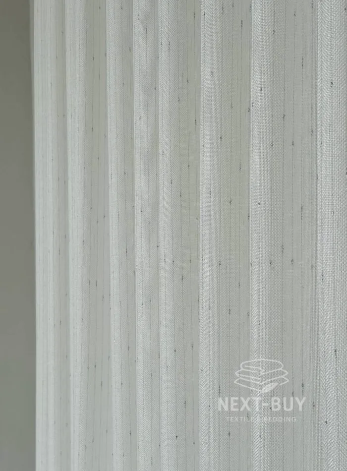 Турецький структурний тюль Urban Linen Stripe White, білий зі срібним блиском, арт. 876 - Зображення 11
