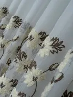 Турецький тюль з об’ємною 3D-вишивкою Brunella Ivory Bloom, білий з кремово-коричневими квітами, арт. 860 - Зображення 8