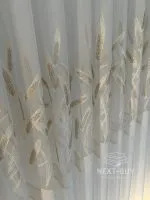 Турецький тюль із вишивкою Колосок білий льон із креп-бамбуком, арт. 854 - Зображення 5