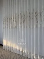Турецький тюль із вишивкою Колосок білий льон із креп-бамбуком, арт. 854 - Зображення 9