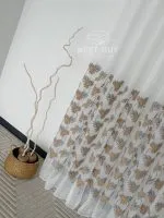 Тюль креп-бамбук с 3D вышивкой Sahara Bloom 3D, белый с бежевыми цветами., арт. 872 — изображение 9