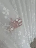 Тюль білий льон з 3D-вишивкою Velvet Crystal White Berries, , арт. 858 - Зображення 6