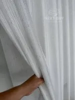 Турецький структурний тюль Urban Linen Stripe White, білий зі срібним блиском, арт. 876 - Зображення 13