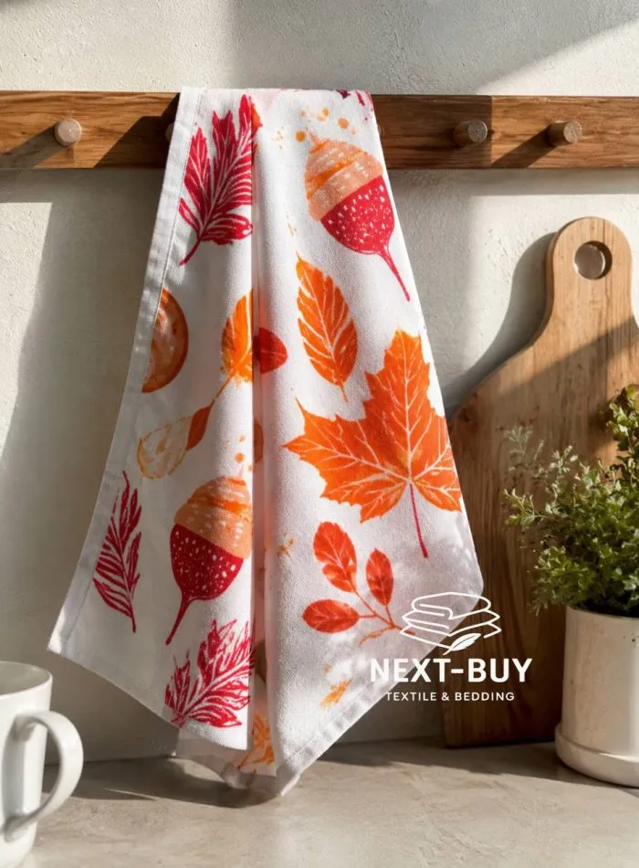 Набор кухонных полотенец Mercan Rose «Осенние листья» 40×60 см, 2 шт., 100% хлопок — изображение 3