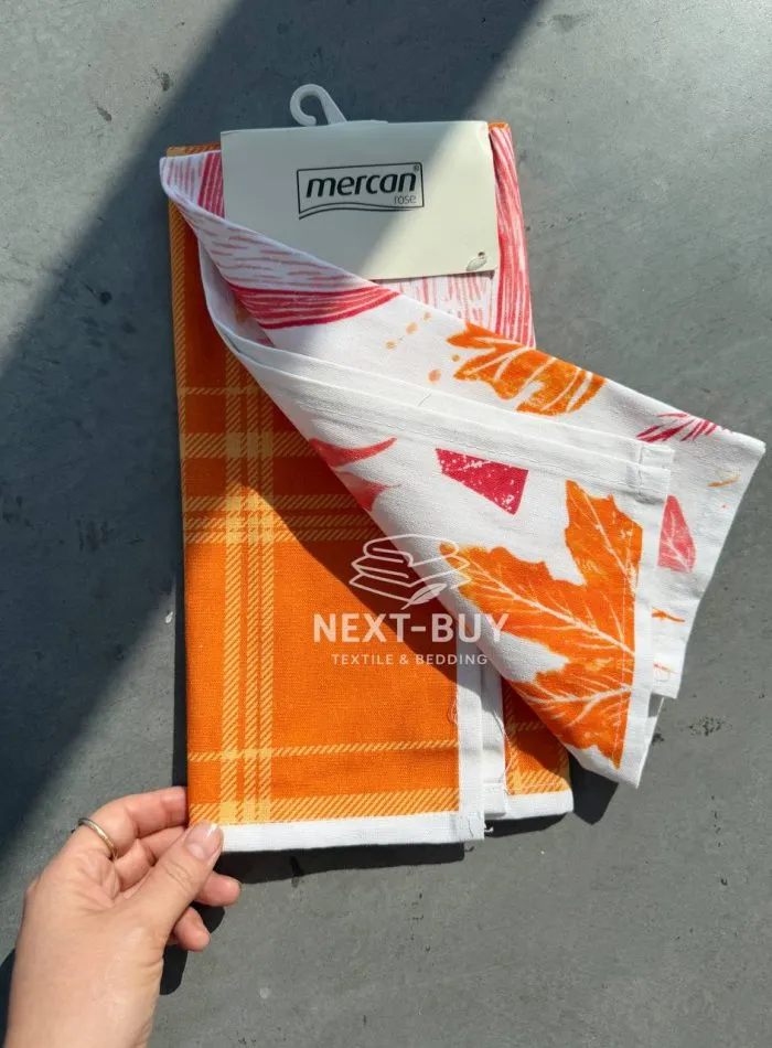 Набор кухонных полотенец Mercan Rose «Осенние листья» 40×60 см, 2 шт., 100% хлопок — изображение 2