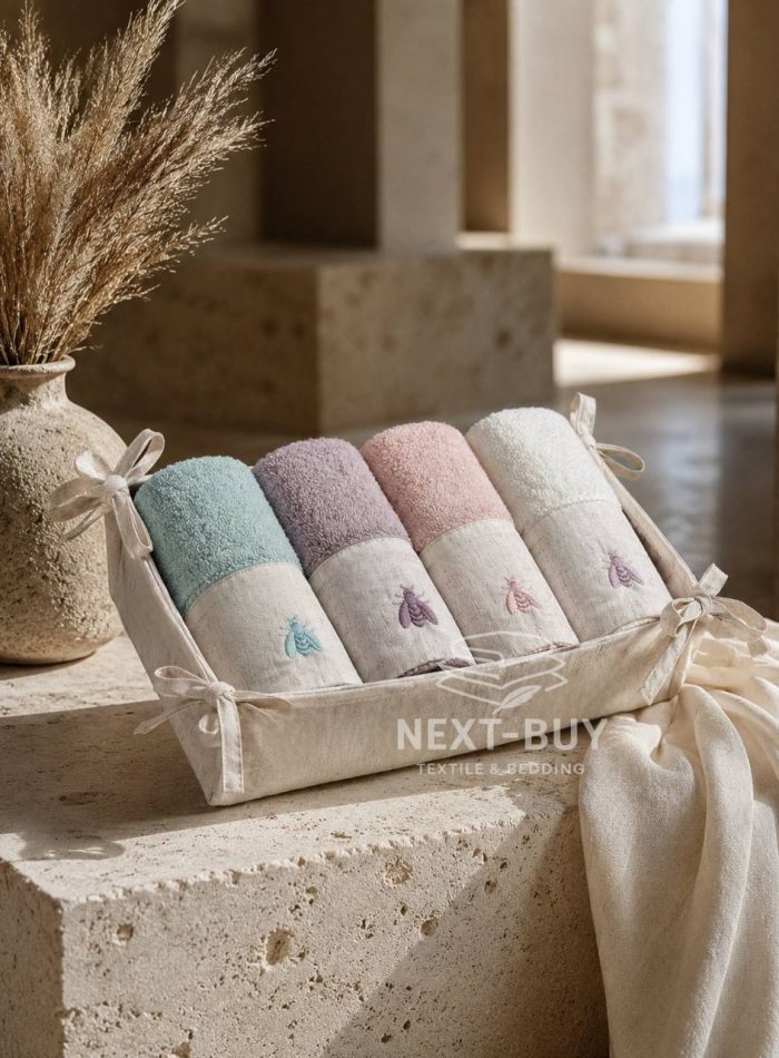 Набір бавовняних рушників Maison D’or Bee Color у кошику, 4 шт., 30×50 см, 100% бавовна, Туреччина - Зображення 6