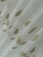 Тюль турецький білий льон з 3D-вишивкою Beige Leaf Garden, біло-бежевий, арт. 863 - Зображення 2