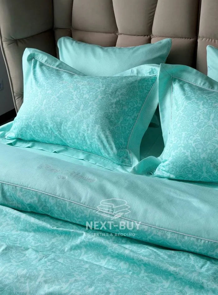 Постільна білизна Maison D’or Rose Marine glass blue сатин зі стразами полуторний комплект 160х220 - Зображення 6