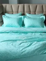 Постільна білизна Maison D’or Rose Marine glass blue сатин зі стразами полуторний комплект 160х220