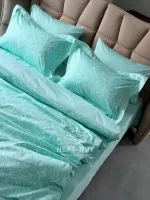 Постільна білизна Maison D’or Rose Marine glass blue сатин зі стразами полуторний комплект 160х220 - Зображення 7