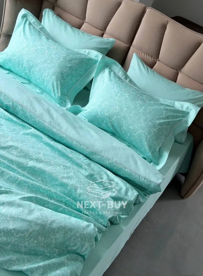 Постільна білизна Maison D’or Rose Marine glass blue сатин зі стразами полуторний комплект 160х220 - Зображення 7