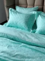 Постільна білизна Maison D’or Rose Marine glass blue сатин зі стразами полуторний комплект 160х220 - Зображення 2