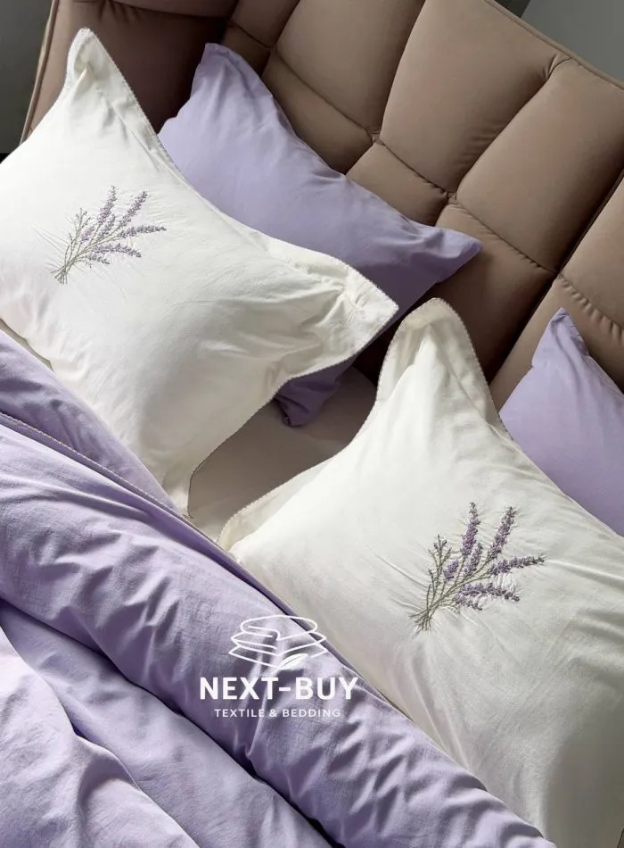 Постільна білизна Istambul Sweet Dreams Lavender варена бавовна з вишивкою євро комплект 200х220 - Зображення 5