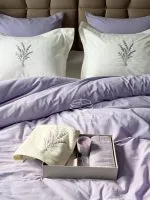Постільна білизна Istambul Sweet Dreams Lavender варена бавовна з вишивкою євро комплект 200х220 - Зображення 6