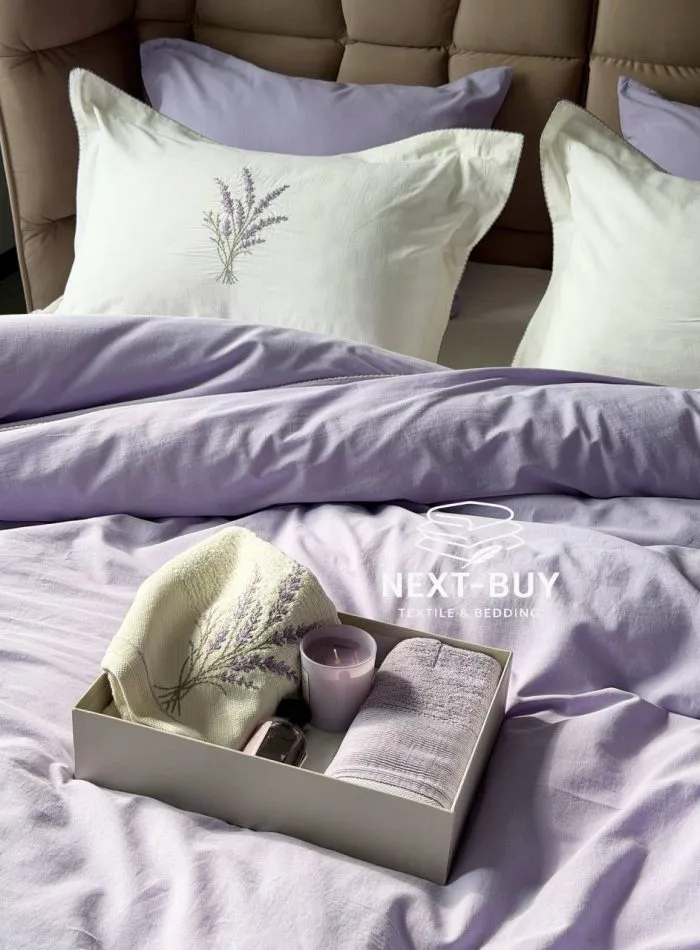 Постільна білизна Istambul Sweet Dreams Lavender варена бавовна з вишивкою євро комплект 200х220 - Зображення 4
