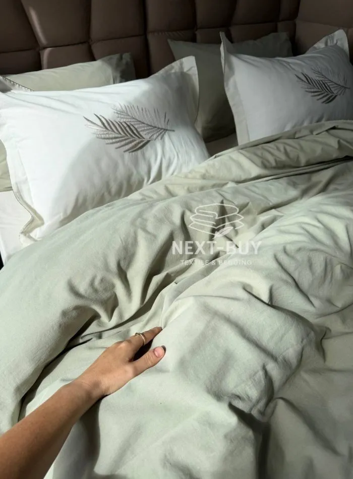 Постільна білизна Istambul Sweet dreams Botanic варена бавовна з вишивкою євро комплект 200х220 - Зображення 4