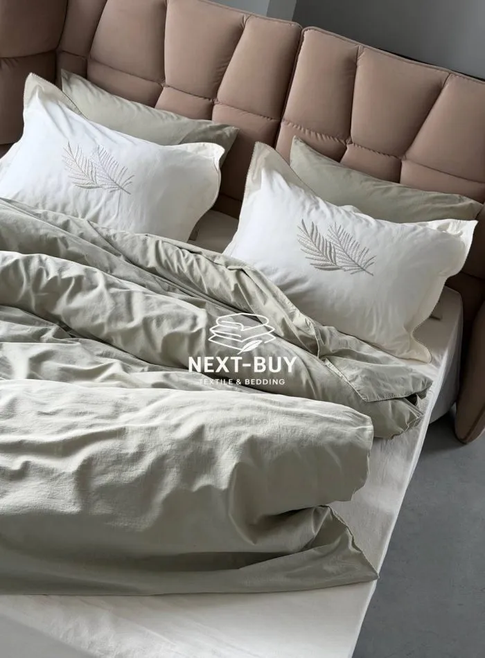 Постільна білизна Istambul Sweet dreams Botanic варена бавовна з вишивкою євро комплект 200х220 - Зображення 3