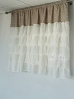Готовый тюль из льна с рюшами и комбинированной шторной частью, 220×140 см. — изображение 3