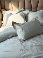 Постільна білизна Dantela FEEL Mint сатин з вишивкою євро комплект 200х220