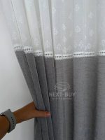 Турецький тюль-льон з вишивкою White Grey Elegance висота 3 м арт. 853 - Зображення 5