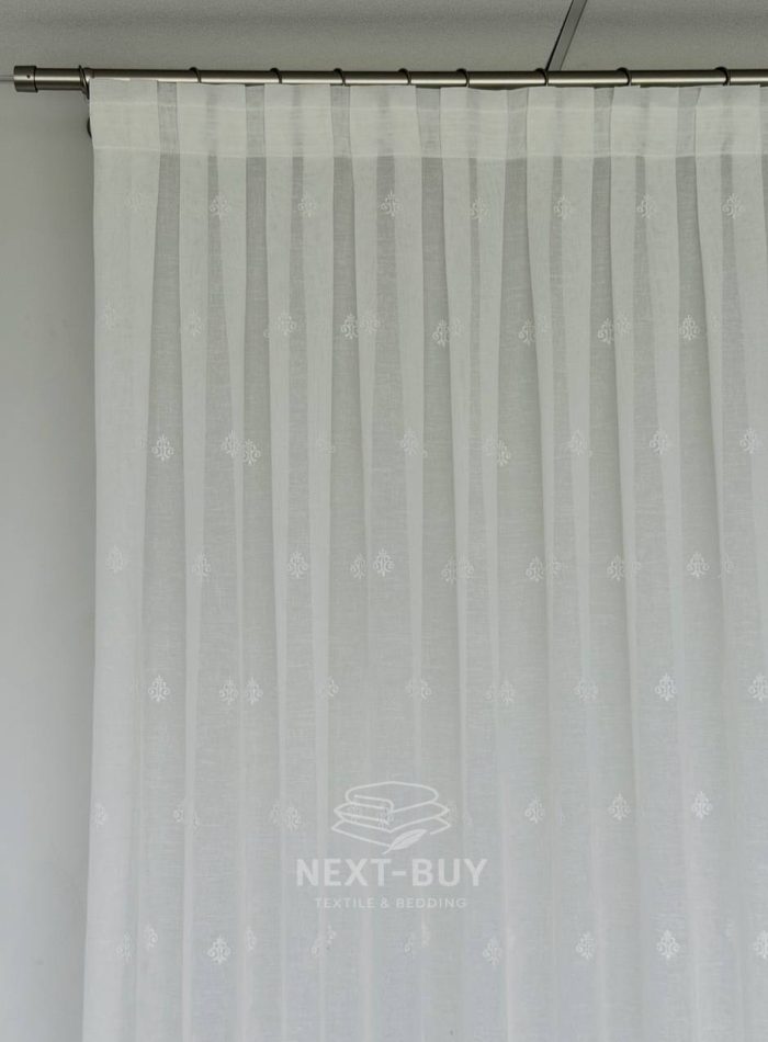 Турецький тюль-льон з вишивкою White Grey Elegance висота 3 м арт. 853 - Зображення 11