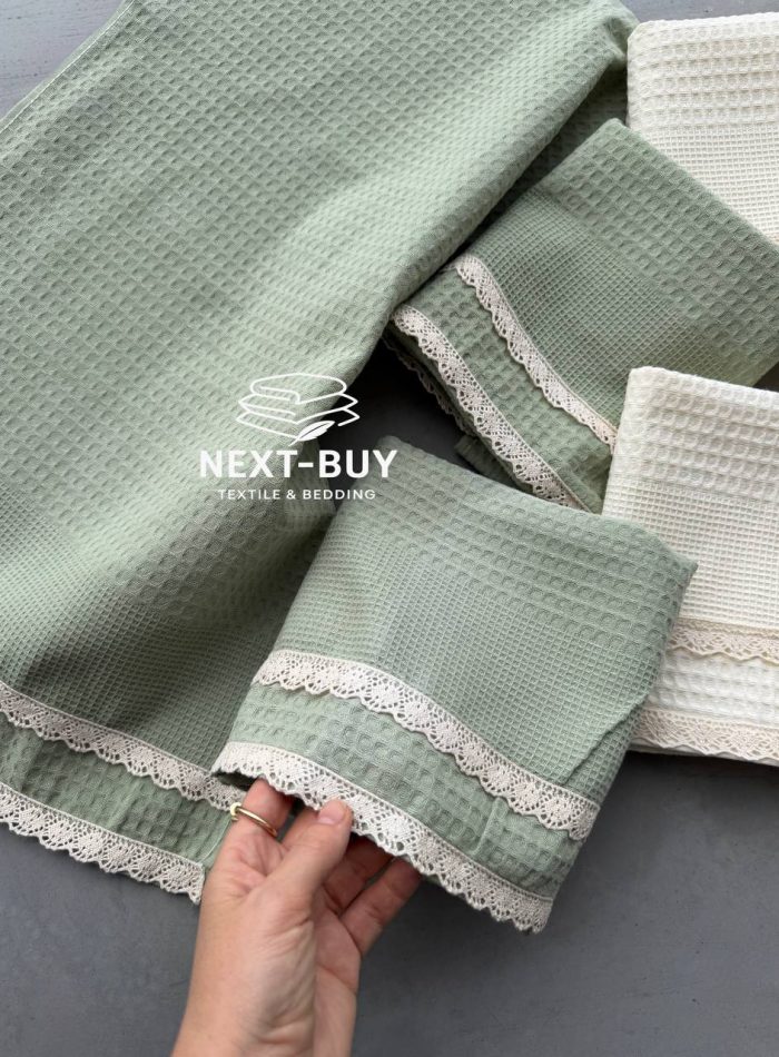 Набір кухонних рушників Nilteks Mint Lace tencel 5шт. 40х60 см - Зображення 6
